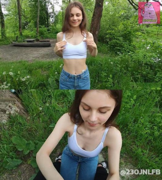>Skinny young chick is ready to have sex even in nature